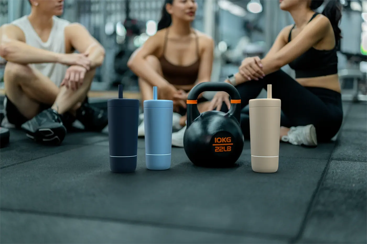 Quantum Bottles in three finishes at the gym